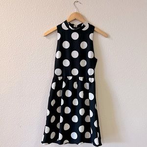 Black dress with big white polka dots, size S